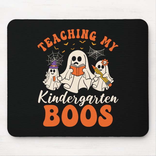 Teaching My Kindergarten Boos Retro Ghost Hallowee Mouse Pad (Front)