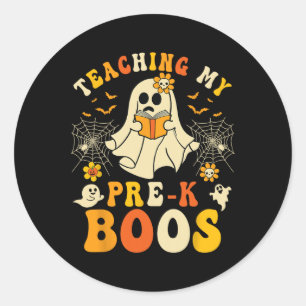 Teaching My Pre-k Boos Crew Teachers Halloween Gho Classic Round Sticker