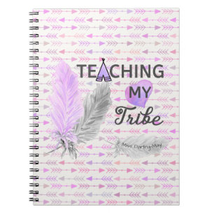Teaching my Tribe Pink Arrow Pattern Personalised Notebook