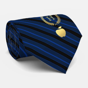 Teaching Professional Framed Monogram Blue Striped Tie