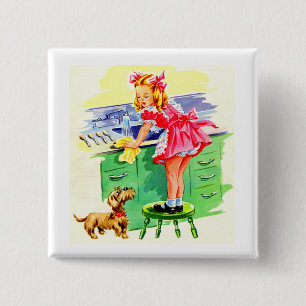 Teaching Rover how to wash the dishes 15 Cm Square Badge