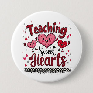 Teaching Sweet Hearts Funny Valentine's Teacher 7.5 Cm Round Badge