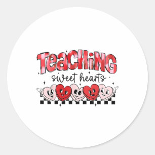 Teaching Sweethearts Candy Heart Teacher Valentine Classic Round Sticker