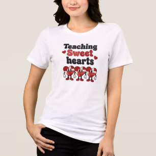 Teaching Sweethearts Faux Crochet Retro Valentine Tri-Blend Shirt