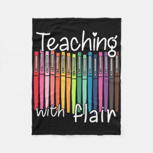 Teaching With Flair Pen Teacher Byck To School Gif Fleece Blanket