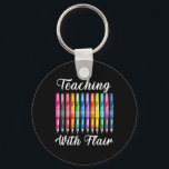 Teaching With Flair Preschool Teacher First Day Of Key Ring<br><div class="desc">Teaching With Flair Preschool Teacher First Day Of School</div>