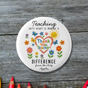 Teaching with Heart & Making a Difference Teacher  3 Cm Round Badge