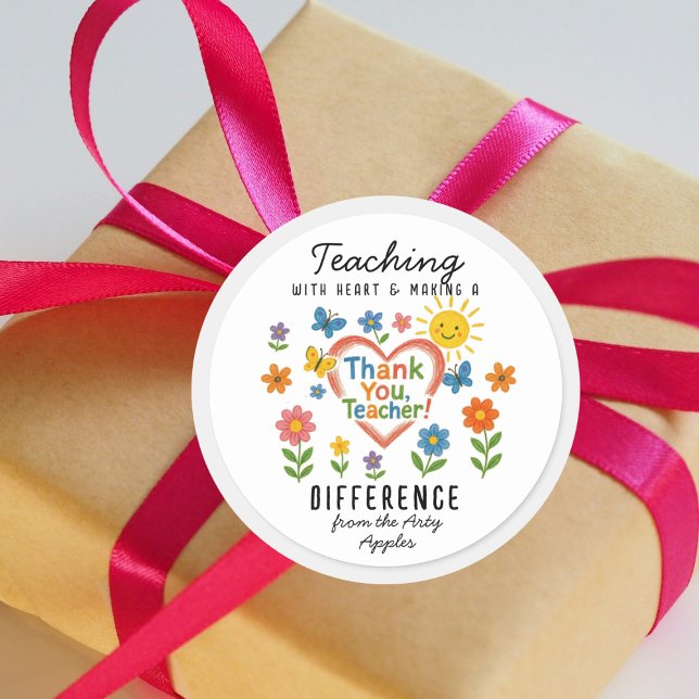 Teaching with Heart & Making a Difference Teacher  Classic Round Sticker (Creator Uploaded)