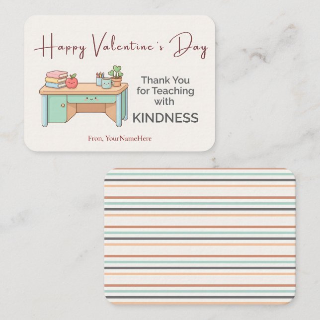 Teaching with Kindness – Teacher Valentine Card (Front/Back)