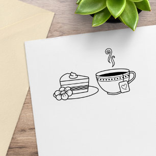 Teacup and Cake Rubber Stamp