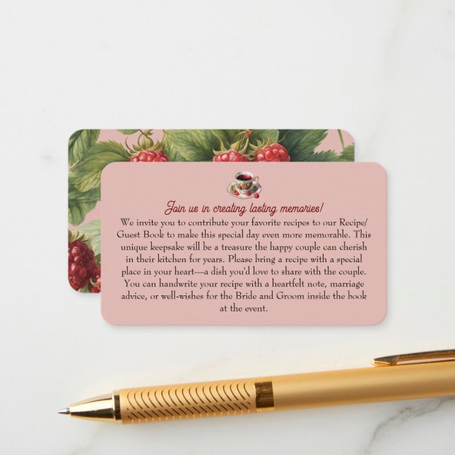 Teacup-Bridal Shower Recipe Request Enclosure Card (Front/Back In Situ)