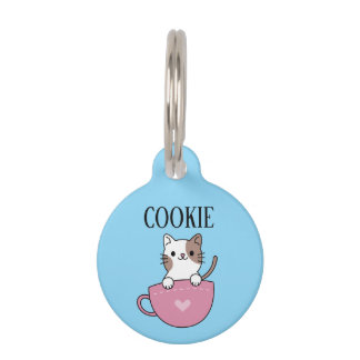 Teacup Cat Pesonalized Pet Tag