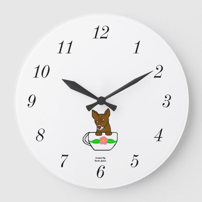 Teacup Chihuahua Acrylic Wall Clock (Front)
