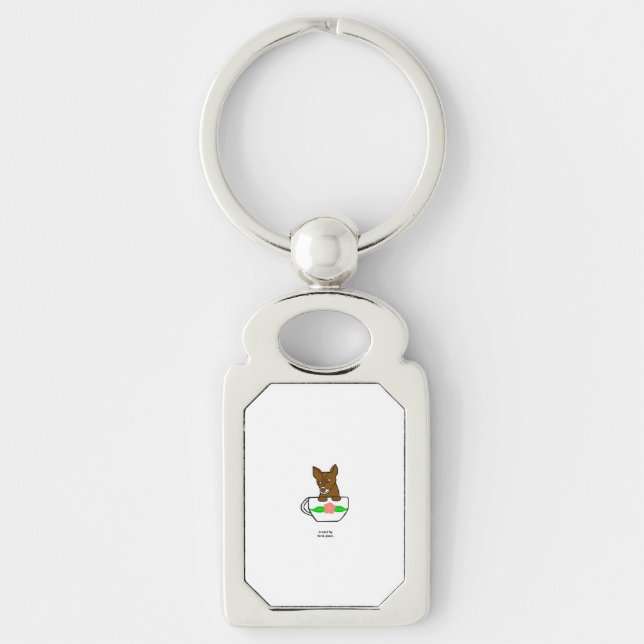 Teacup Chihuahua Rectangle Keychain (Front)