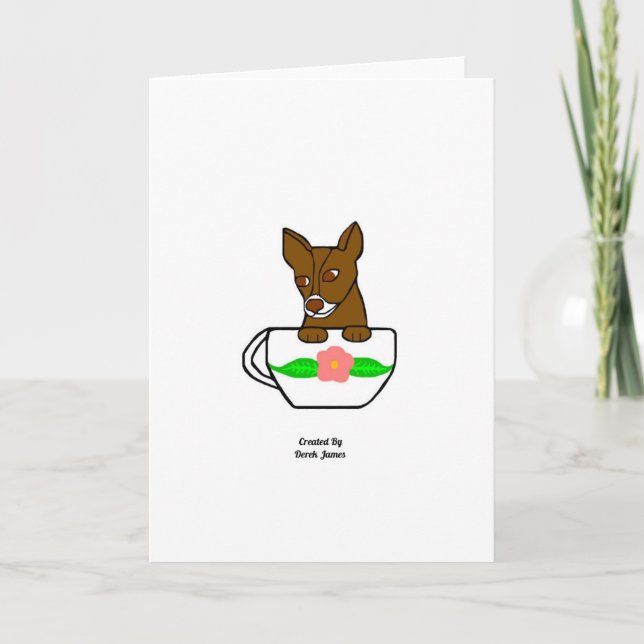 Teacup Chihuahua Vertical Greeting Card (Front)