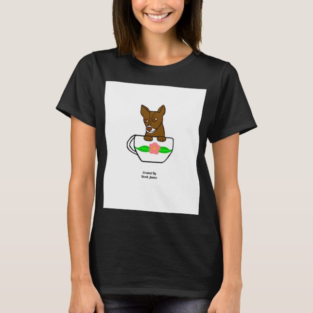 Teacup Chihuahua Women's Black Basic T Shirt (Front)