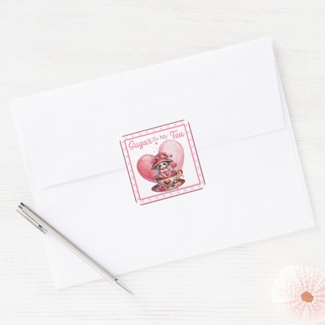 Teacup Cuties Square Sticker (Envelope)