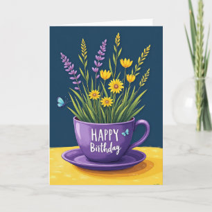 Teacup Flora Birthday Card