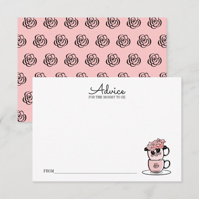 Teacup & Flowers Baby Shower Advice Card For Mum (Front/Back)