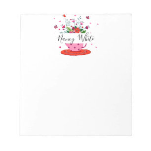 Teacup flowers personalised notepad