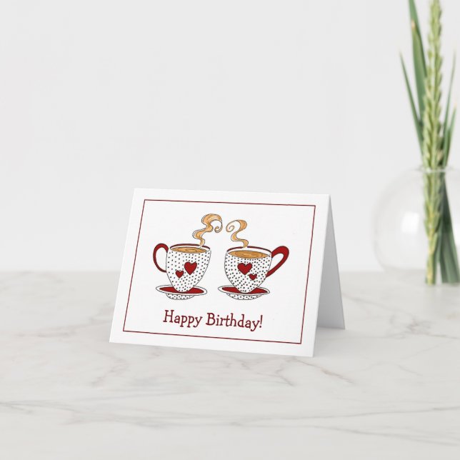 Teacup Happy Birthday greeting card (Front)