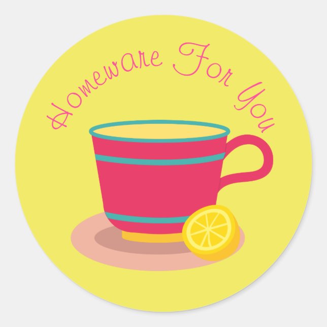 Teacup homeware design Gift business branding Classic Round Sticker (Front)