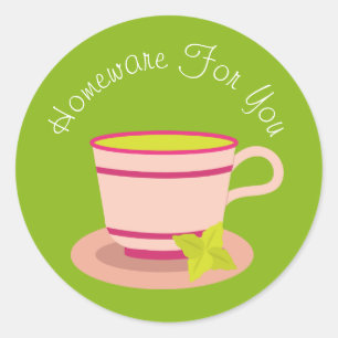 Teacup homeware design Gift business branding Classic Round Sticker
