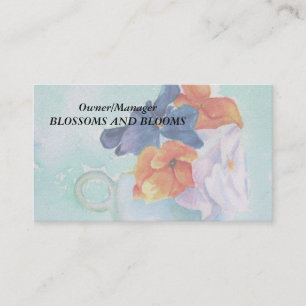 TEACUP OF PANSIES CUSTOMIZABLE BUSINESS CARDS