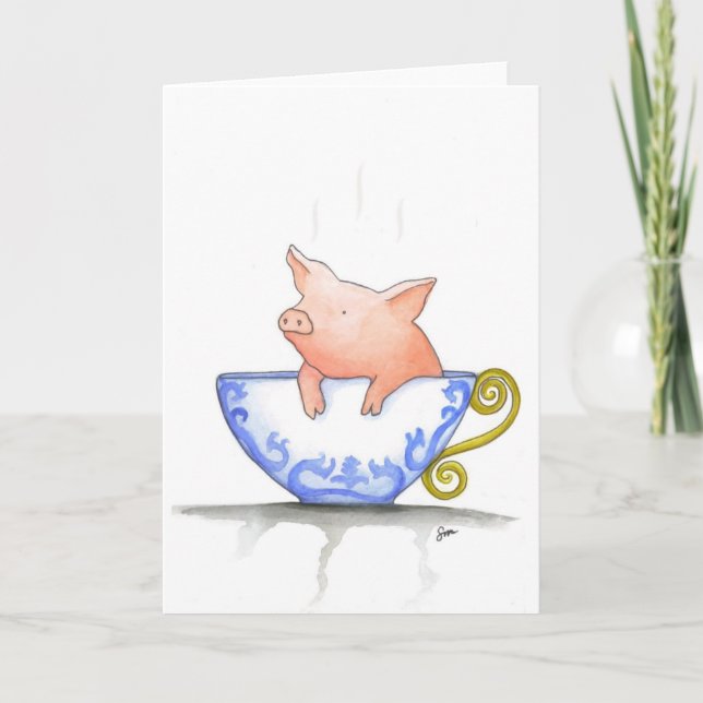 Teacup Pig Print Card (Front)