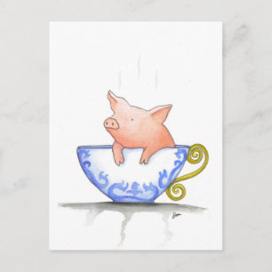 Teacup Pig Print Postcard