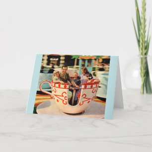 teacup ride at the amusement park card