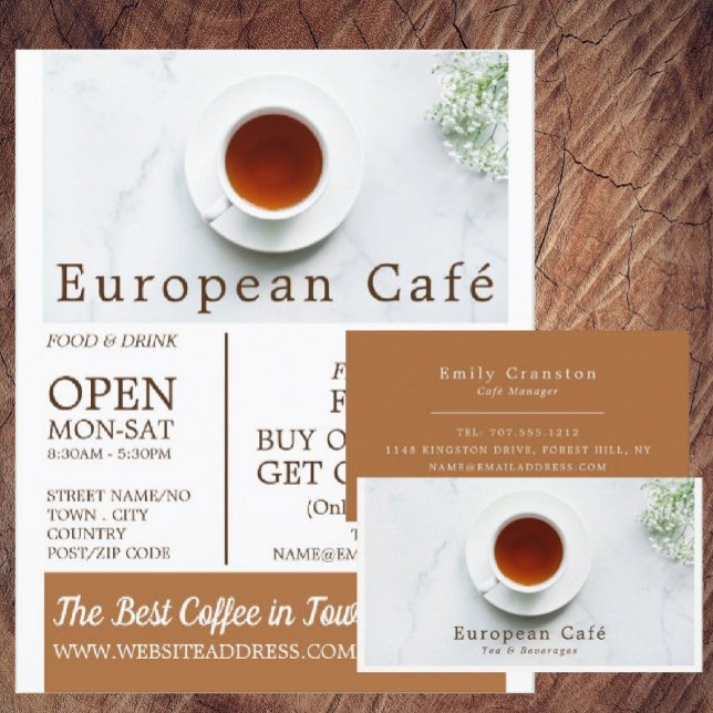 Teacup & Saucer, Barista, Café, Coffeehouse Business Card (Creator Uploaded)