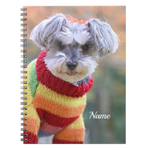 Teacup Schnauzer Puppy Dog in a Sweater Notebook