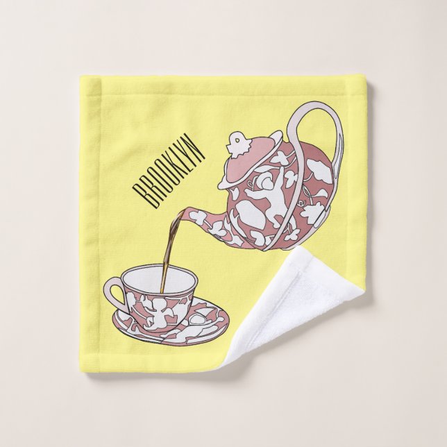 Teacup set cartoon illustration  (Wash Cloth)