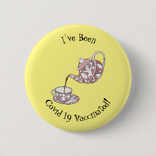 Teacup set cartoon illustration 6 cm round badge