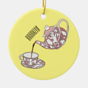 Teacup set cartoon illustration  ceramic ornament