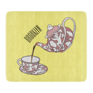 Teacup set cartoon illustration cutting board