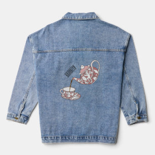 Teacup set cartoon illustration denim jacket