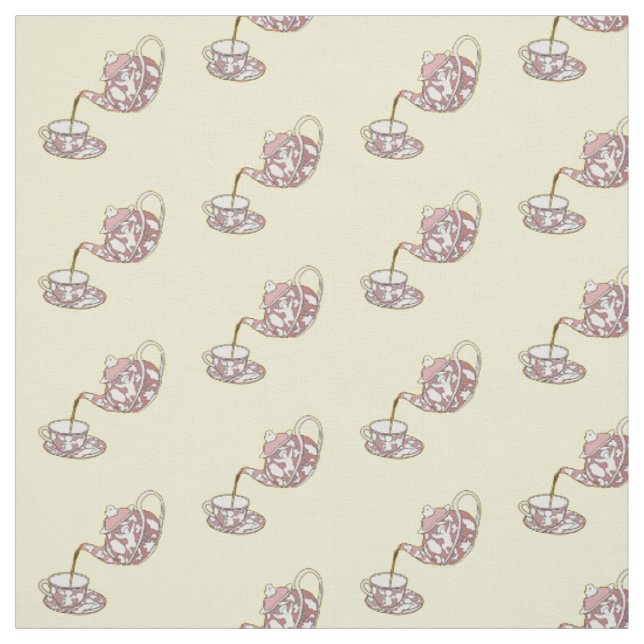 Teacup set cartoon illustration fabric (Swatch)