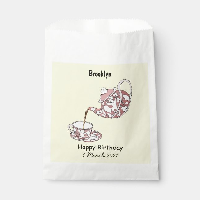 Teacup set cartoon illustration favour bag (Front)