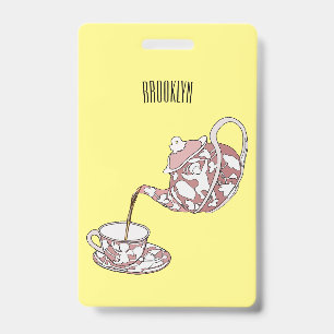 Teacup set cartoon illustration ID badge