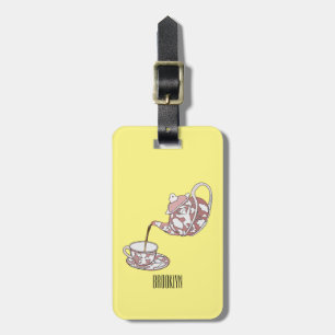 Teacup set cartoon illustration luggage tag