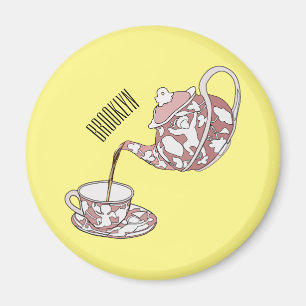 Teacup set cartoon illustration magnet