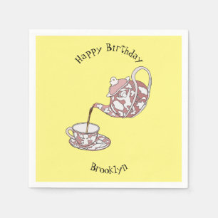 Teacup set cartoon illustration napkin