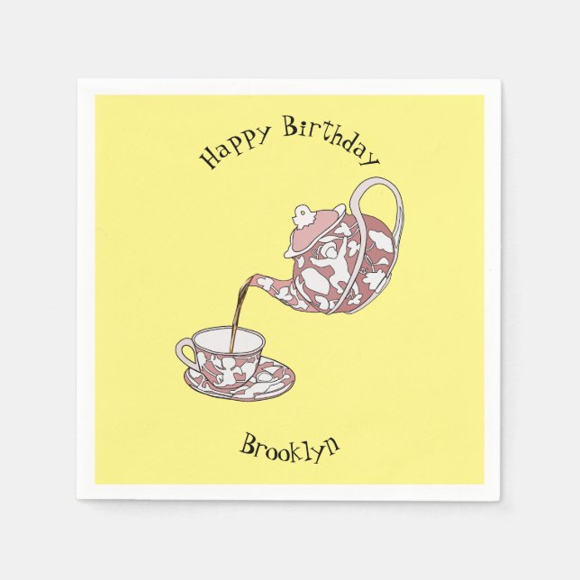 Teacup set cartoon illustration napkin (Front)