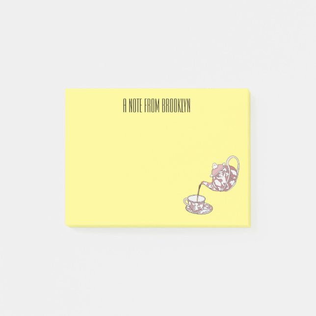 Teacup set cartoon illustration  post-it notes (Front)