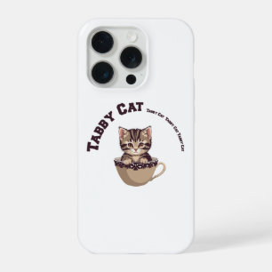 Teacup Tabby Cat Cute Kitten Tea Lover Art iPhone 15 Pro Case