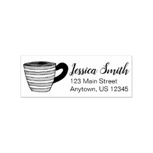 Teacup Tea Cup Personalised Address Rubber Stamp