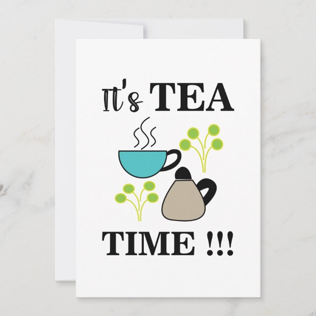 Teacup Time For Tea Retro Tea Party Invitation (Front)