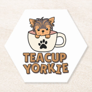 Teacup Yorkie puppy Paper Coaster